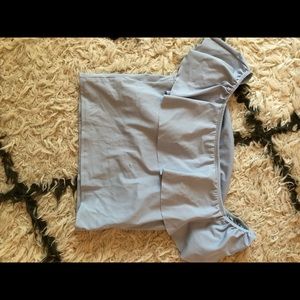 Kortni Jeane NWOT blue fog ruffle around top